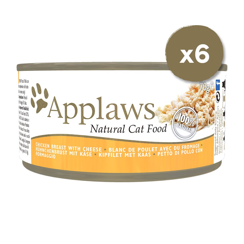 APPLAWS Cat Tin 6 x 70 g Katzennassfutter mit Huhn und Käse Katze