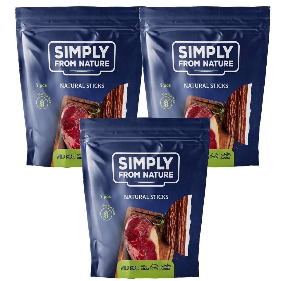 SIMPLY FROM NATURE Nature Sticks with wild boar natürliche Zigarren mit Wildschweinfleisch 3 x 7 Stück