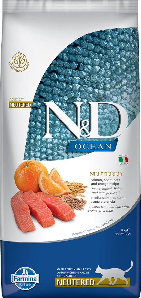 FARMINA N&D Ocean Adult Cat Neutered 10 kg Lachs, Dinkel, Hafer und ...