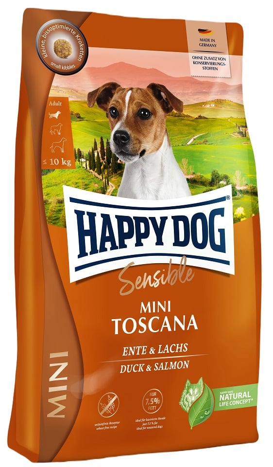 HAPPY DOG Sensible Mini Toscana 4kg Ente mit Lachs :: Hund
