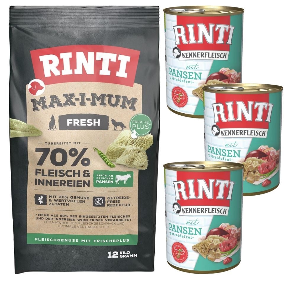 RINTI MAX-I-MUM Pansen 12 kg + Kennerfleisch Pansen 3x400 g :: Hund ::  Hundefutter und Snacks :: Hundefutter trocken :: FERA24.DE