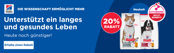 HILL'S-Angebot: 20 % Rabatt auf tierärztliches Futter für Hunde und Katzen
