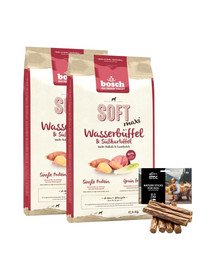 BOSCH Soft Maxi Wasserbüffel & Süßkartoffel 2 x 12.5 kg  + Zigarren mit Wildschweinfleisch 7 St