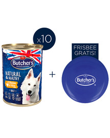 BUTCHER'S Natural&Healthy Dog mit Hühner- und Reis in pastete 10x390g + Frisbee FREE