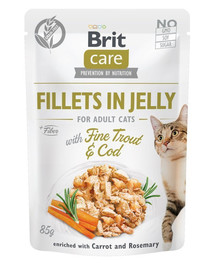 BRIT Care Fillets in Jelly with Fine Trout & Cod 24 x 85 g Kabeljau und Forelle