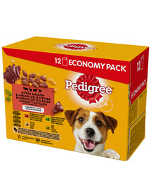 PEDIGREE Adult Mix Beutel 12x100g: Nassfutter für adulte Hunde mit Rind, Huhn, Lamm und Geflügel in Gelee