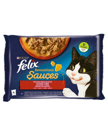 FELIX Sensations Saucen Geschmacksvielfalt vom Land (Truthahn mit Bacongeschmack, Lamm mit Wildgeschmack) 48x85g