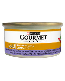 GOURMET Gold Savoury Cake Nassfutter mit Lamm und grünen Bohnen für adulte Katzen 85 g