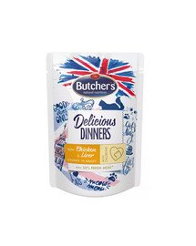BUTCHER'S Classic Delicious Dinners Hähnchen mit Leber in Sauce 24 x 100 g