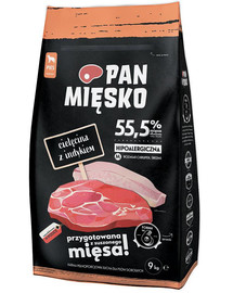 PAN MIĘSKO Kalbfleisch mit Pute für mittelgroße Rassen 9 kg