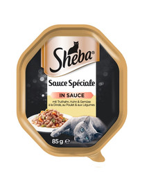 SHEBA Sauce Speciale 85 g mit Pute, Huhn und Gemüse - Katzennassfutter