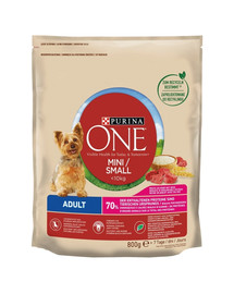 PURINA ONE Mini / Small Rindfleisch reichhaltig mit Reis für kleine Rassen 800 g