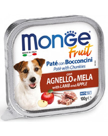 MONGE Fruit Dog Pastete mit Lamm und Apfel 100g