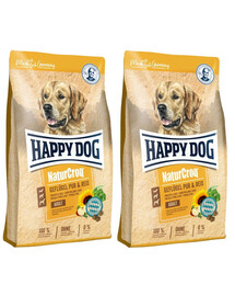 HAPPY DOG NaturCroq Trockenfutter mit Geflügel und Reis für adulte Hunde alle Rassen 8 kg (2x4 kg)