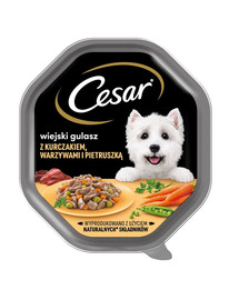 CESAR 150 g Vollwertiges Nassfutter in Sauce für ausgewachsene Hunde mit Huhn, Gemüse und Petersilien