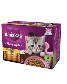 WHISKAS Junior Beutel 12x85g Nassfutter mit Gelee für Kätzchen mit Huhn Truthahn Geflügel Ente
