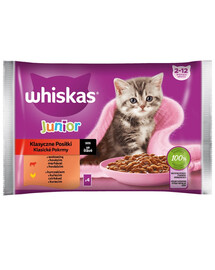 WHISKAS Junior Beutel 4x85g Nassfutter für Kätzchen mit Rind und Huhn in Sauce