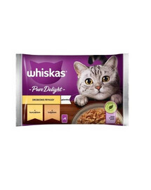 WHISKAS Adult 4x85g: Nassfutter für adulte Katzen mit Huhn und Truthahn in Gelee