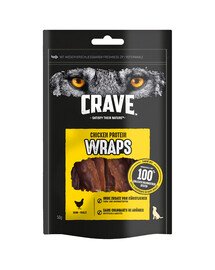 CRAVE Wraps Huhn 10x50g getreidefreies Protein-Leckerli für ausgewachsene Hunde
