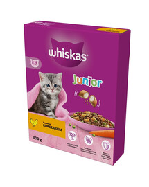 WHISKAS Junior 300 g: Trockenvollnahrung mit leckerem Huhn für Kätzchen