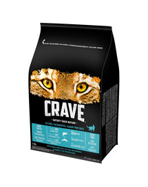 CRAVE Getreidefreies Trockenfutter mit Lachs und Weißfisch 3x2,8 kg für ausgewachsene Katzen
