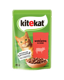 KITEKAT Rindfleisch in Sauce 28x85 g für ausgewachsene Katzen