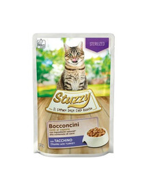 STUZZY Bocconcini Chunks with Turkey Sterilized 85g Truthahn in Soße für ausgewachsene Katzen nach der Sterilisation