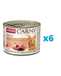 ANIMONDA Carny Adult Huhn, Pute und Entenherzen 6 x 200 g