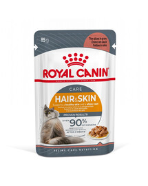 ROYAL CANIN Hair&Skin in Soße, 85 g Nassfutter in Soße für ausgewachsene Katzen, gesunde Haut, schönes Fell