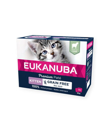 EUKANUBA Grain Free Kitten Kätzchenpastete Lamm 12 x 85 g