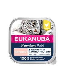 EUKANUBA Grain Free Senior Monoproteinpastete für ältere Katzen Huhn 16 x 85 g