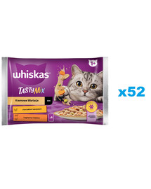 WHISKAS Adult 52x85g Creamy Variations Nassfutter für ausgewachsene Katzen in Sauce mit: Huhn und Gemüse, Lamm und Pute