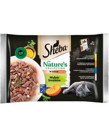 SHEBA Nature’s Collection Nasses Alleinfuttermittel für ausgewachsene Katzen in Sauce 52x85g in verschiedenen Geschmacksrichtungen