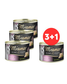 MIAMOR Feline Filets Huhn und Schinken in eigener Sauce 3 x 156 g + 1 Dose GRATIS