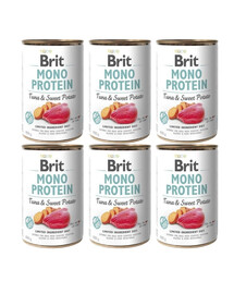 BRIT Mono Protein Tuna & Sweet Potato 6x400 g Monoprotein-Nahrungsmittel Thunfisch und Süßkartoffel