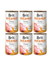 BRIT Pate&Meat turkey 6 x 400 g Truthahnpastete für Hunde