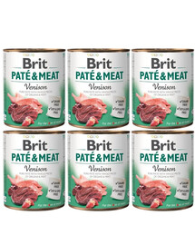 BRIT Pate&Meat venison 6 x 800 g Pastete mit Wildfleisch für Hunde