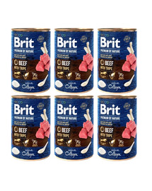 BRIT Premium by Nature Beef and Trips 6x400 g Rind und Innereien, natürliches Hundefutter