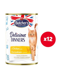 BUTCHER'S Delicious Dinners Katzenfutter, Hühnerstücke in Gelee 12x400g
