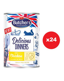 BUTCHER'S Delicious Dinners Katzenfutter, Hühnerstücke in Gelee 24x400g