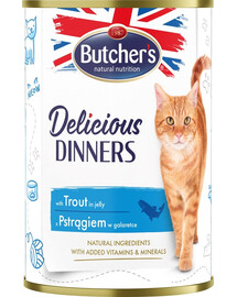 BUTCHER'S Delicious Dinners Nassfutter mit Forelle in Gelee 12x400g