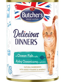 BUTCHER'S Delicious Dinners, Nassfutter mit Meeresfisch in Gelee 12x400g