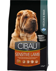 FARMINA Cibau Sensitive Lamb MEDIUM/MAXI Hundefutter für Hunde mit empfindlicher Verdauung mit Lammfleisch 2,5 kg
