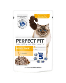 PERFECT FIT Sensitive 1+ 1x85: Nassfutter mit Huhn für adulte Katzen, in Soße