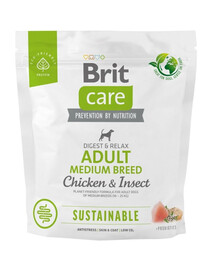 BRIT CARE Sustainable Adult Medium breed chicken insekt für ausgewachsene Hunde mittlerer Rassen mit Huhn und Insekten 1 kg