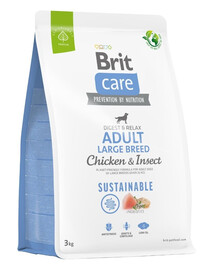 BRIT CARE Sustainable Adult Large breed chicken insekt für ausgewachsene Hunde großer Rassen mit Huhn und Insekten 3 kg