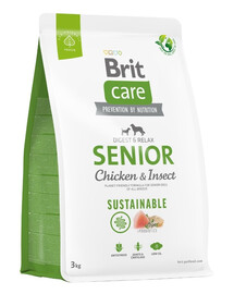 BRIT CARE Sustainable Senior chicken insekt für ältere Hunde mit Huhn und Insekten 3 kg