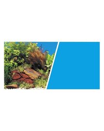 HAGEN Doppelseitiger Aquariumhintergrund Pflanzen und Steine ​​Blau 30cm x 7,5m