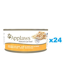 APPLAWS Cat Adult Chicken Breast with Cheese in Broth Hähnchenbrust mit Käse in Brühe 24x 156 g