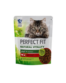 PERFECT FIT Natural Vitality 1+ mit Rindfleisch und Huhn 6x650 g - Trockenfutter für ausgewachsene Katzen